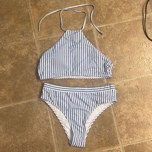 Blue striped bikini